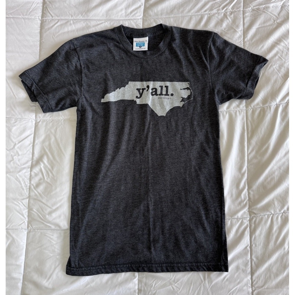 New The Home. T Womens Grey Short Sleeve Shirt Size XS North Carolina Y'all NWOT